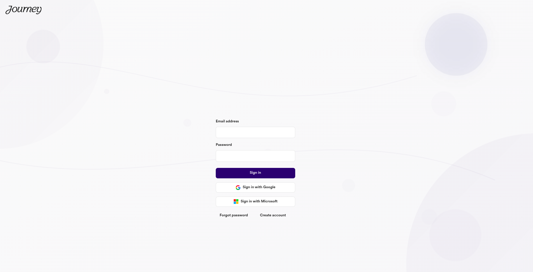 Journey's own login page — the same one you use for the dashboard.