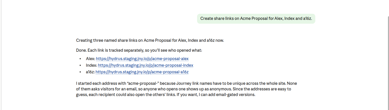 One named link per recipient, each tracked on its own.